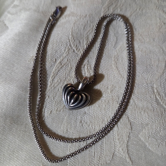 LAGOS Caviar Fluted Heart Pendant on ATI Italy Popcorn Chain, Sterling Silver - Picture 1 of 11